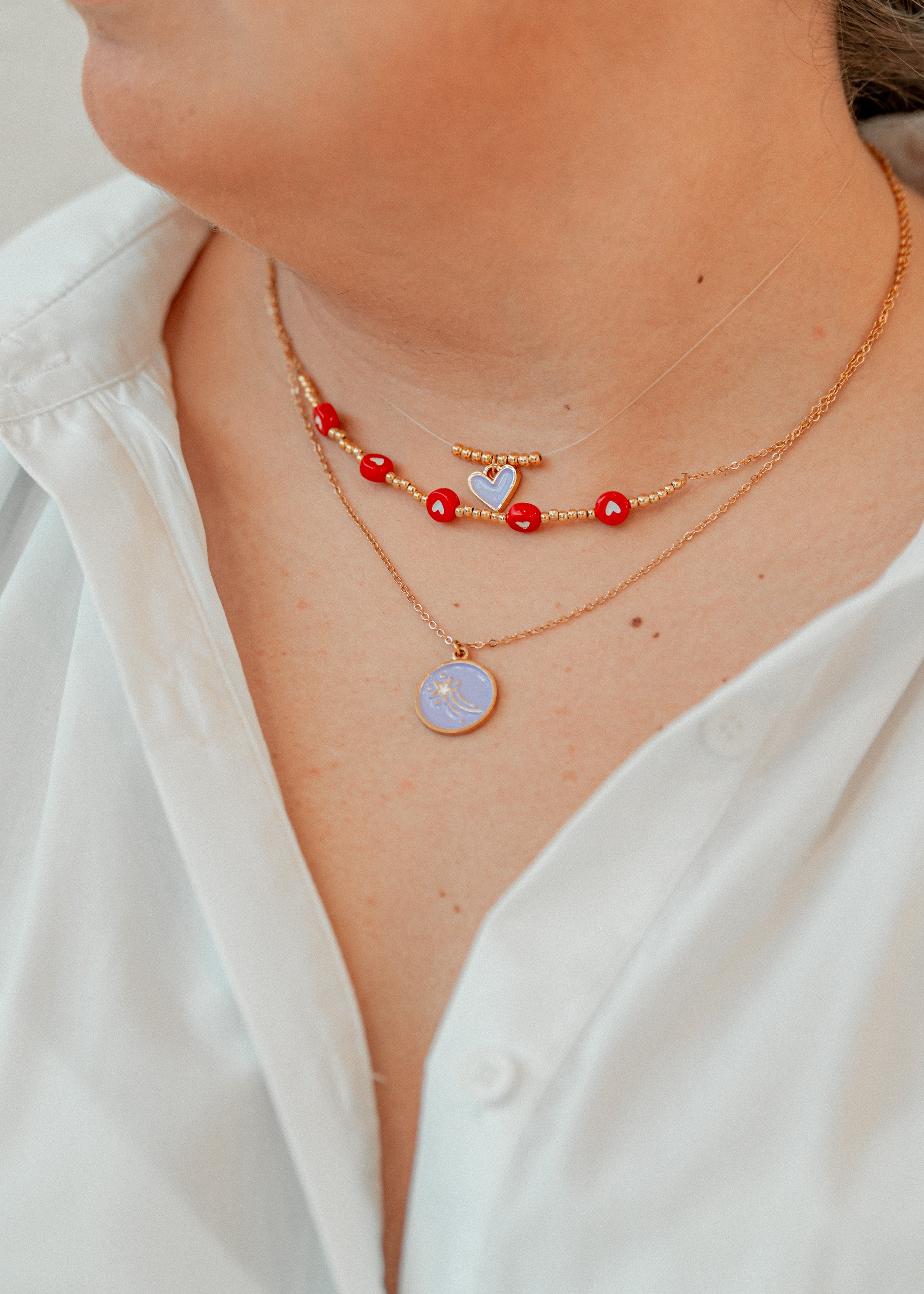 Lilac Heart Necklace and Bracelet Set