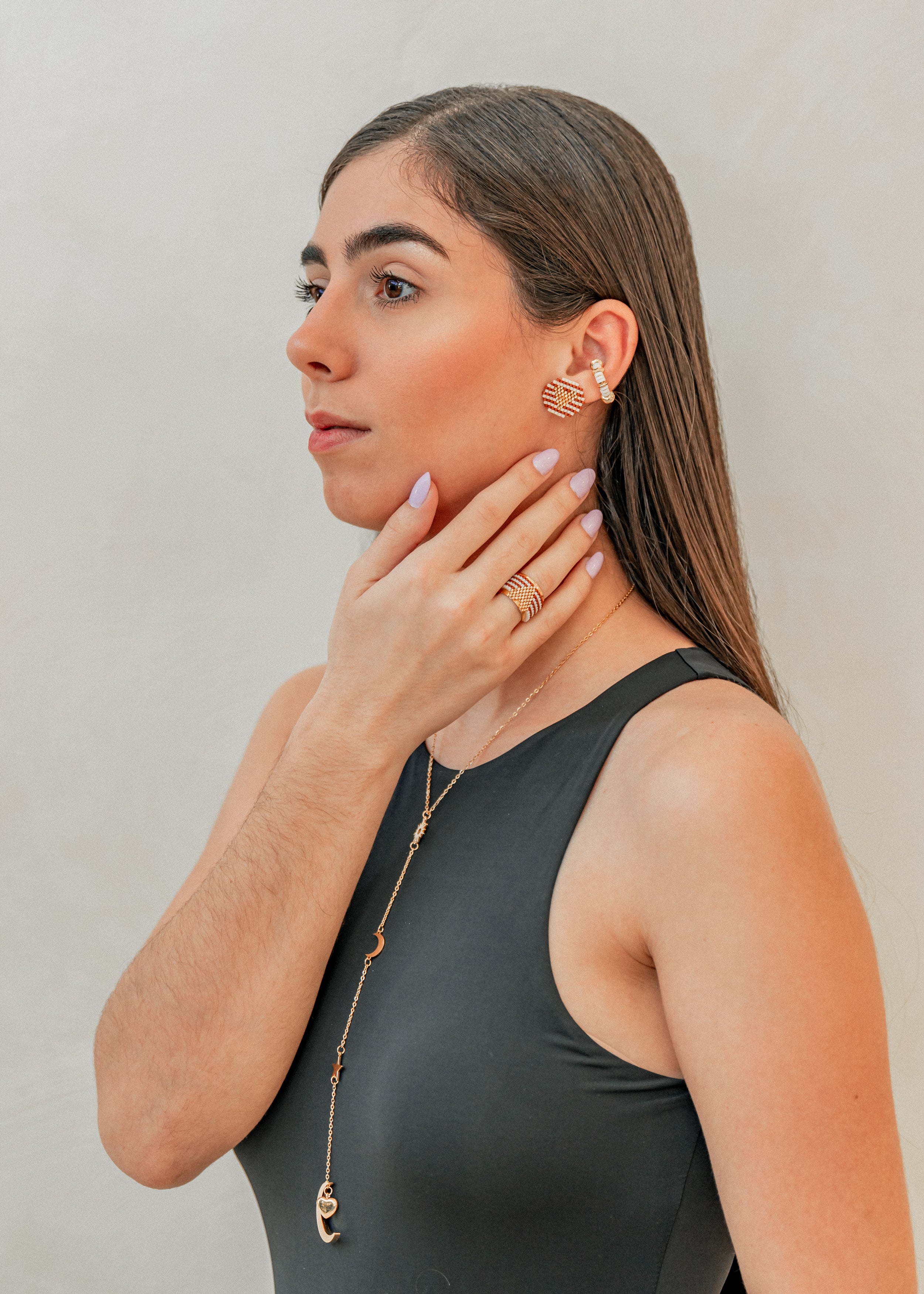 Brown & White Earrings