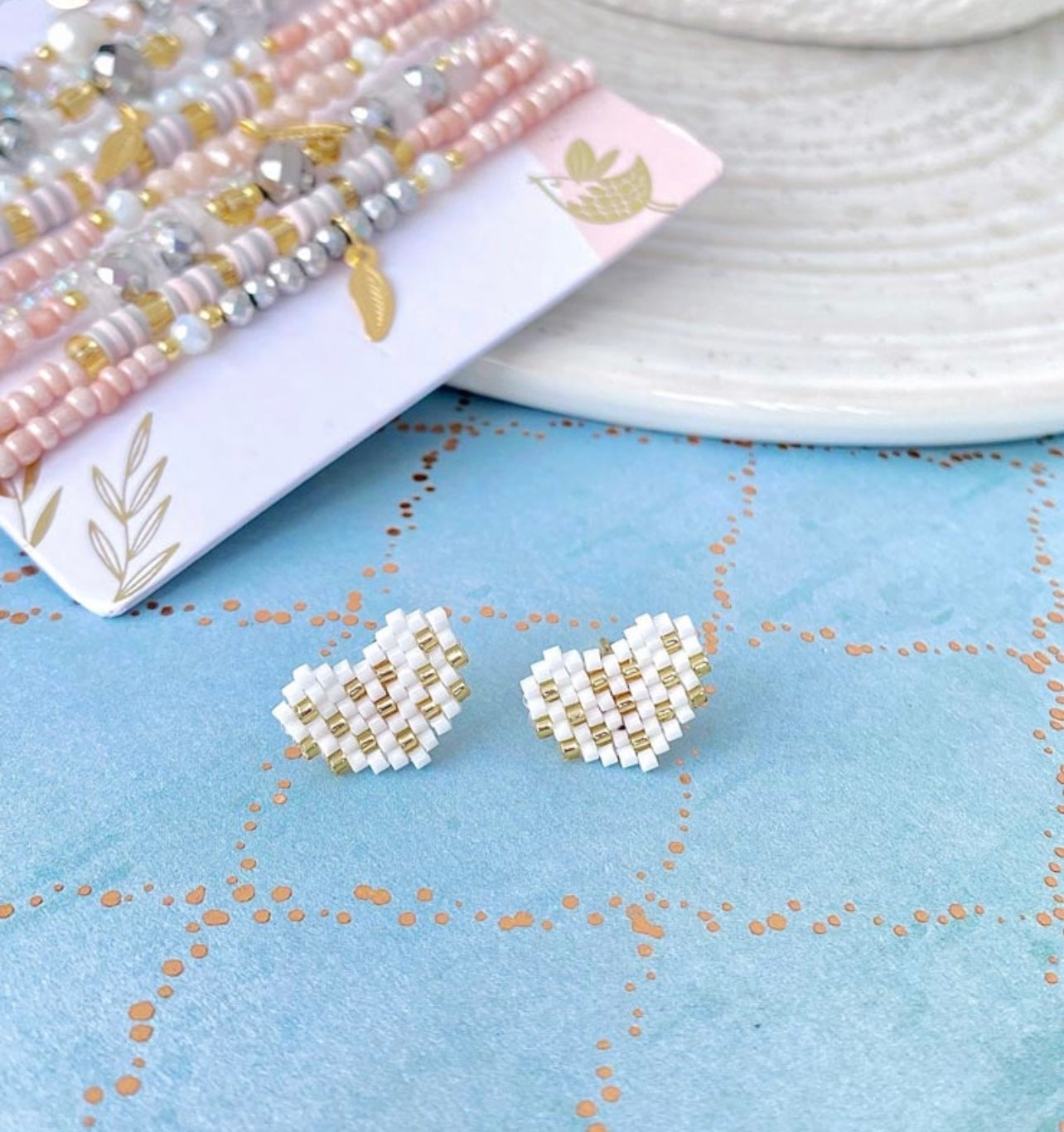 White & Gold Earrings